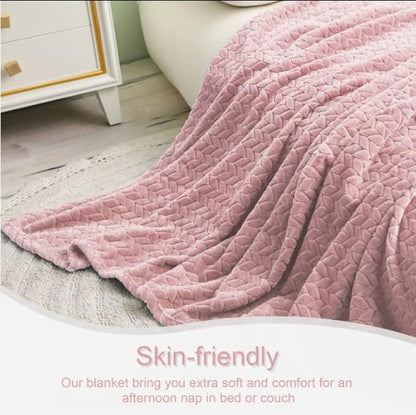 Premium Leaf Knit Fleece Blanket - King Size (BC) Urban Nivasa