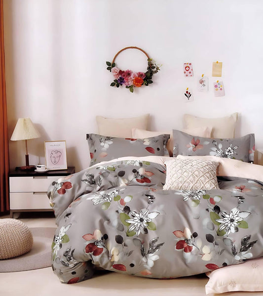 Hi-Life Forest Floral Super King Size Bedsheet Set - 150 GSM Glace Cotton Bedsheet + 2 Pillow Covers Urban Nivasa