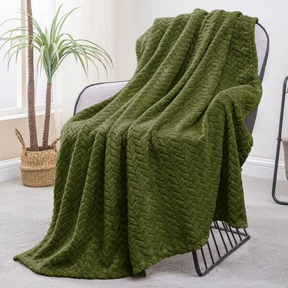 Premium Leaf Knit Fleece Blanket - King Size (BC) Urban Nivasa